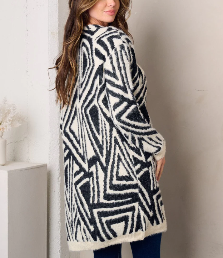 Zebra Print Fuzzy Cardigan