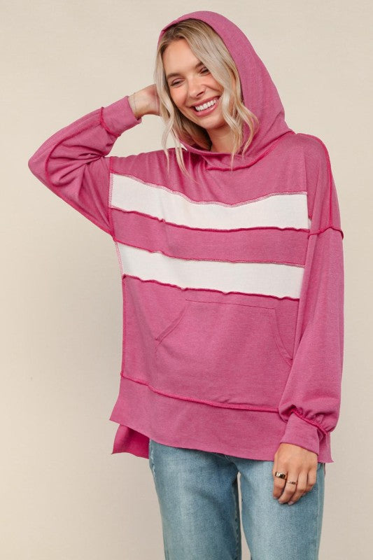 Natalie Striped Hoodie with Pocket