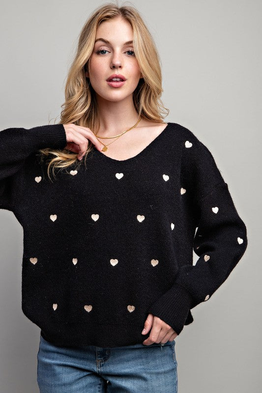 Isabella Heart Pattern Sweater