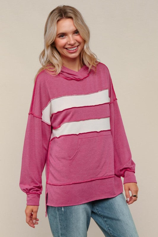 Natalie Striped Hoodie with Pocket