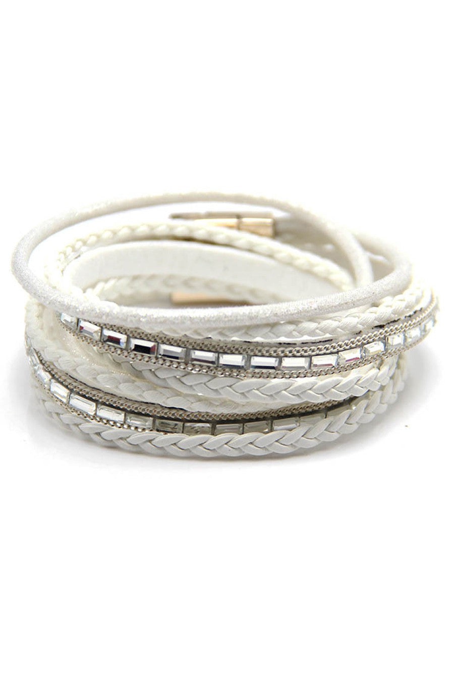 Multi-Strand Double Wrap Leather Magnetic Bracelet