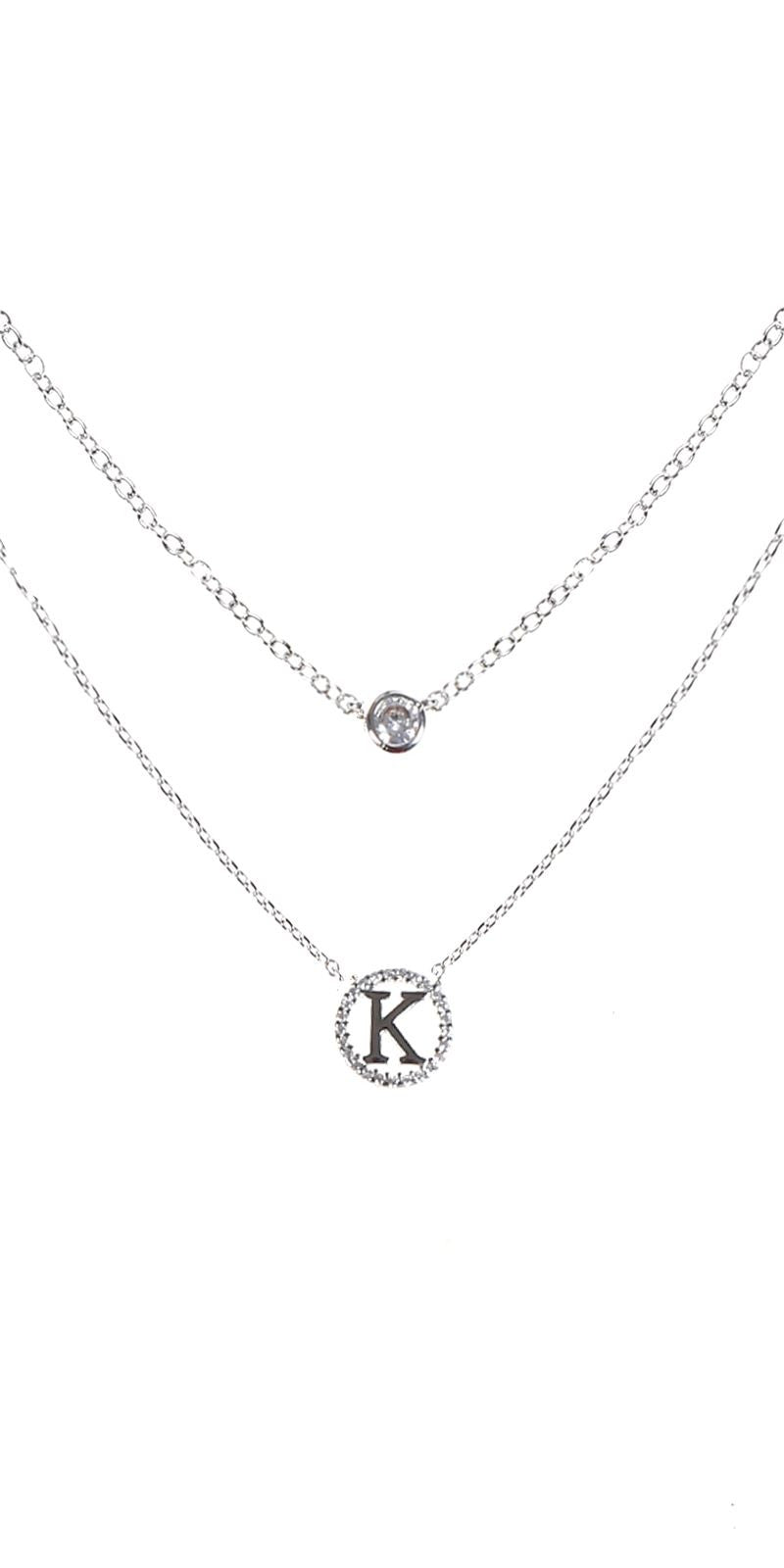 Tiny Double Layered Initial Necklace with CZ