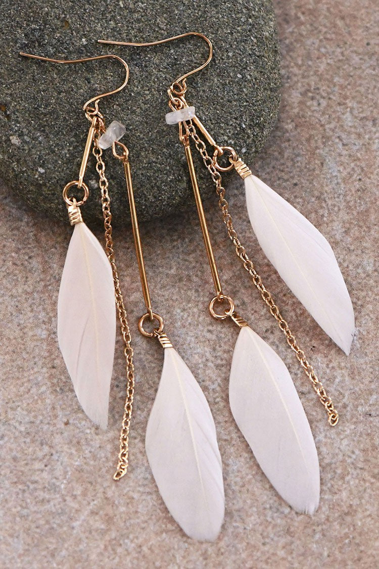 Boho Feather Drop Earrings