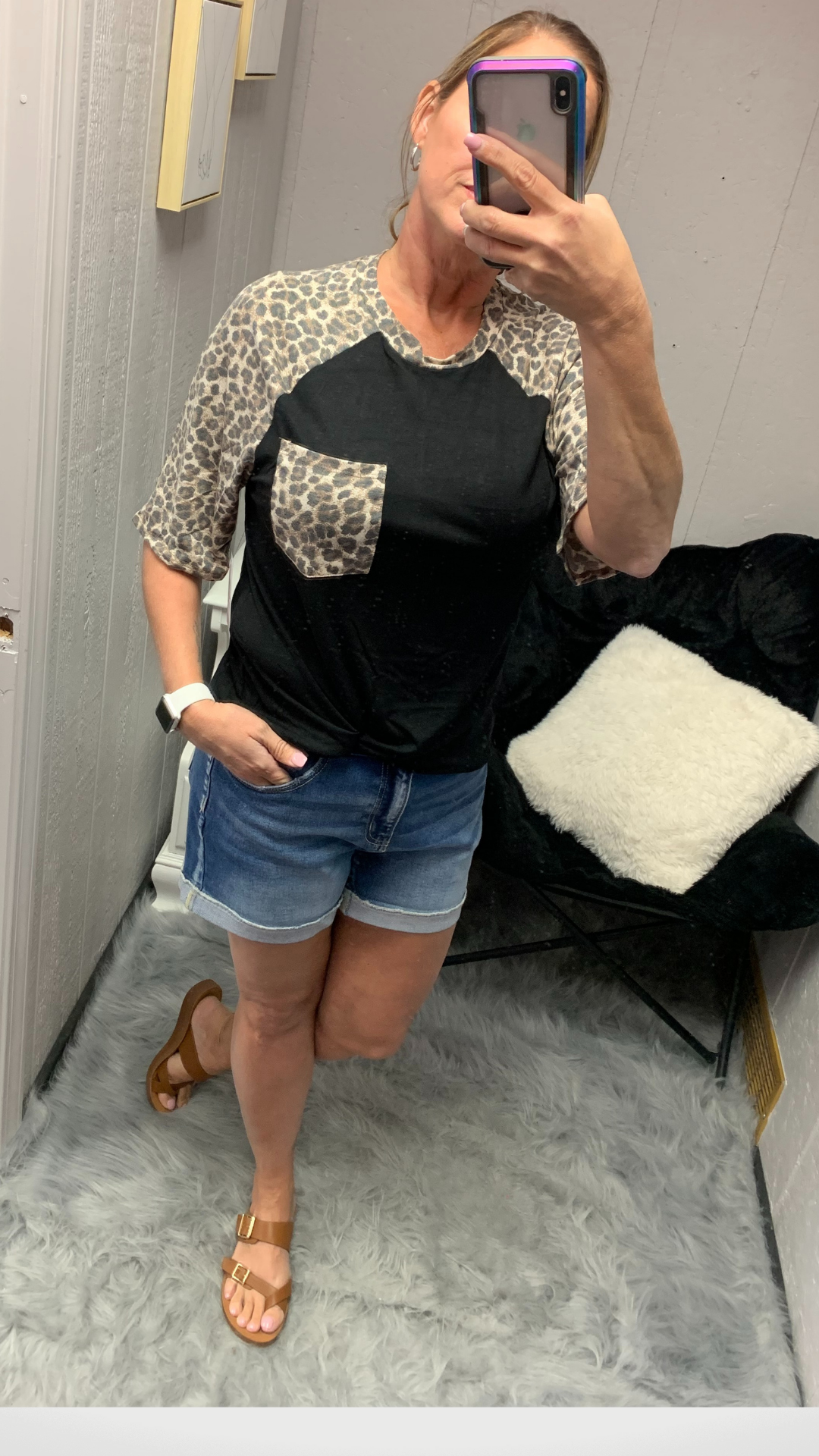 Leopard Raglan Sleeve Top