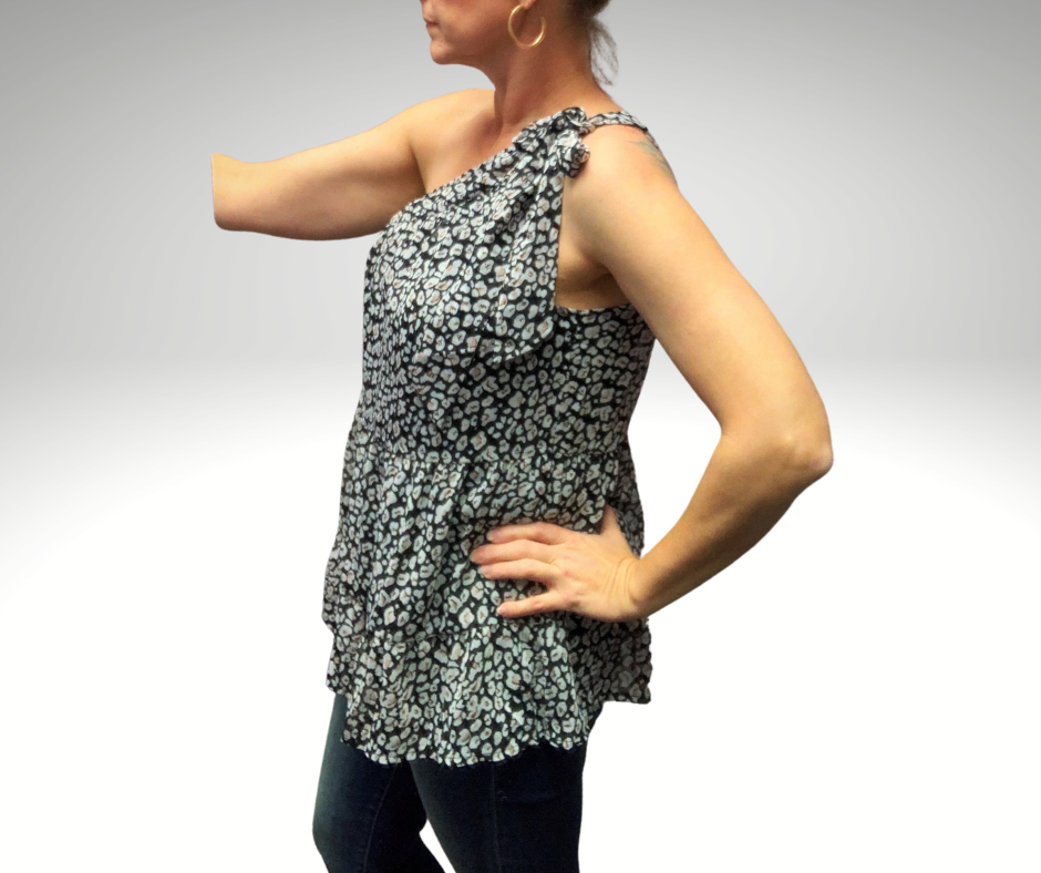 Leopard Print One Shoulder Tiered Blouse