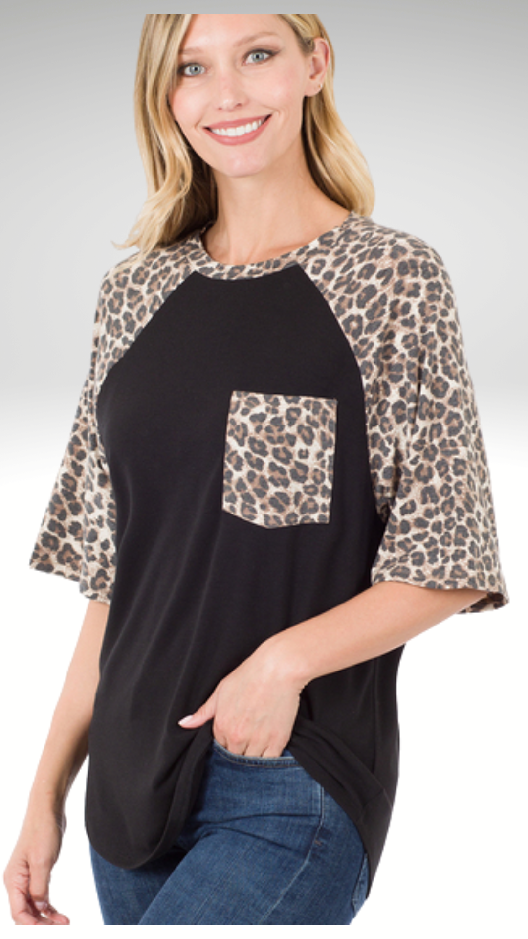 Leopard Raglan Sleeve Top