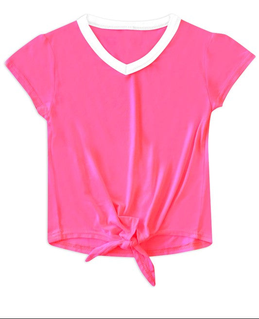 Harley VNeck Tee with Tie - Hot Pink