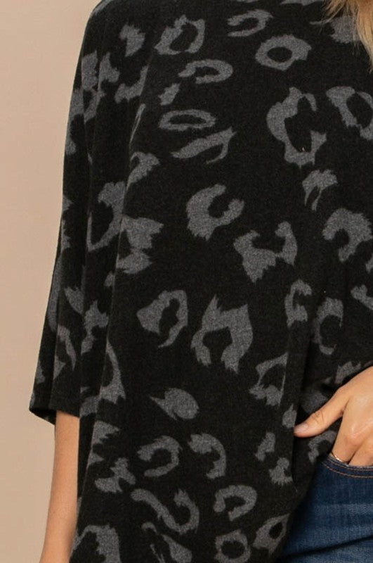 Adrianna Leopard Hacci Knit Poncho