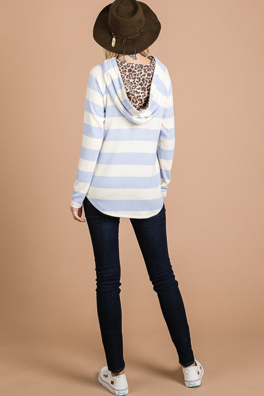 Cheri Striped Hooded Brushed Tee