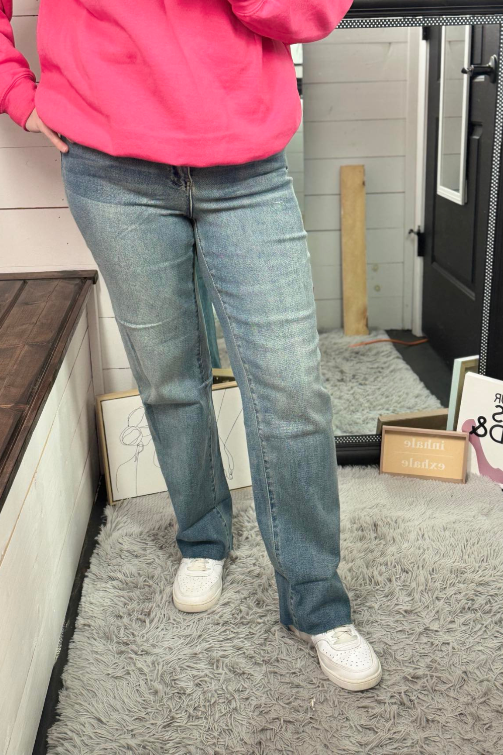 Dixie High Rise Mega Cuff Straight Jeans