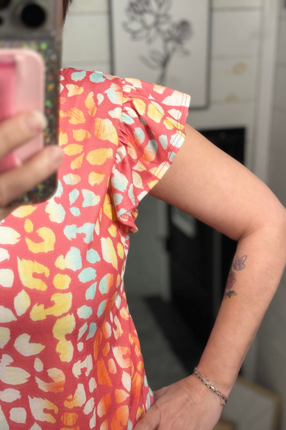 Gretchen Leopard Flutter Sleeve Top