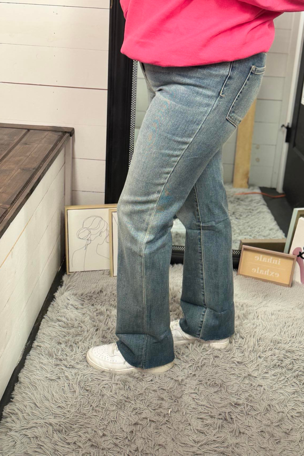 Dixie High Rise Mega Cuff Straight Jeans
