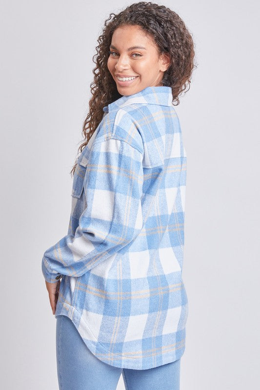 Plaid Shacket - Baby Blue