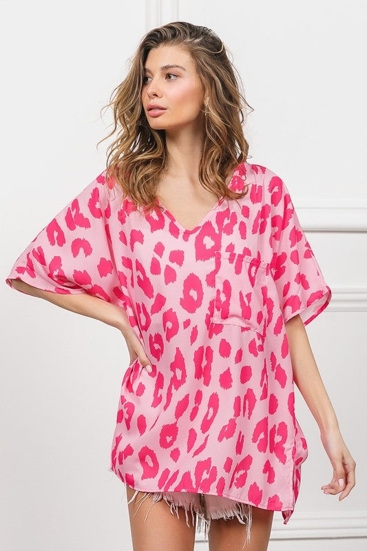 Saylor Leopard Print Dobby Top