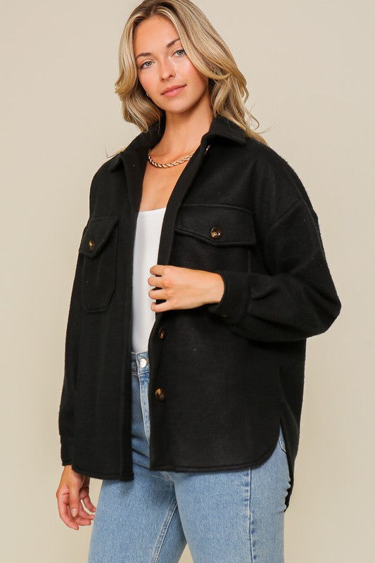 Lynn Cozy Shacket - Black