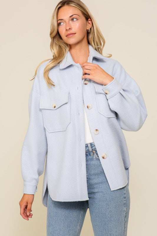 Lynn Cozy Shacket - Baby Blue