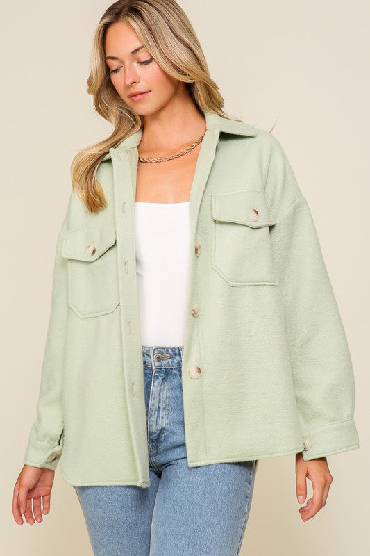 Lynn Cozy Shacket - Sage