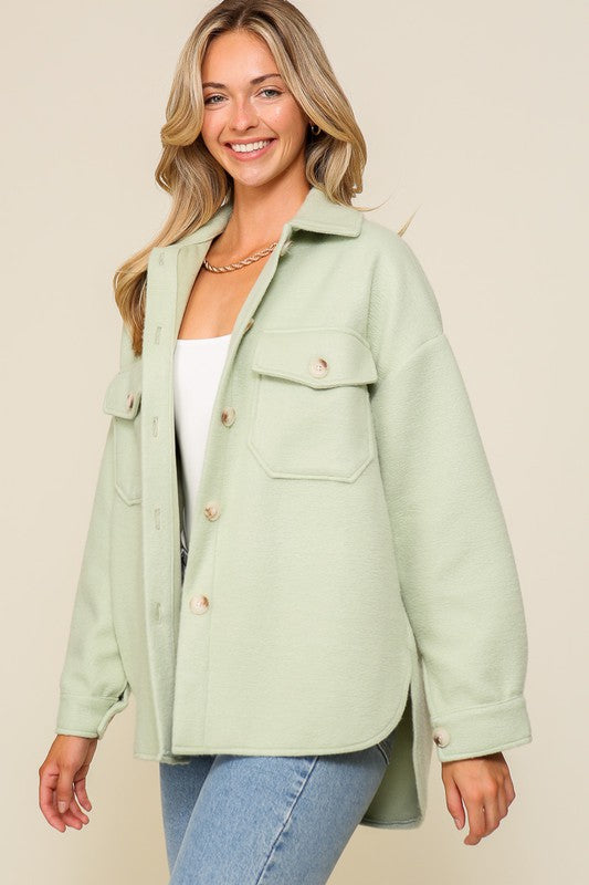 Lynn Cozy Shacket - Sage