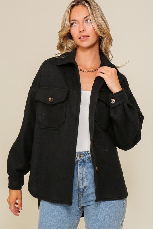 Lynn Cozy Shacket - Black
