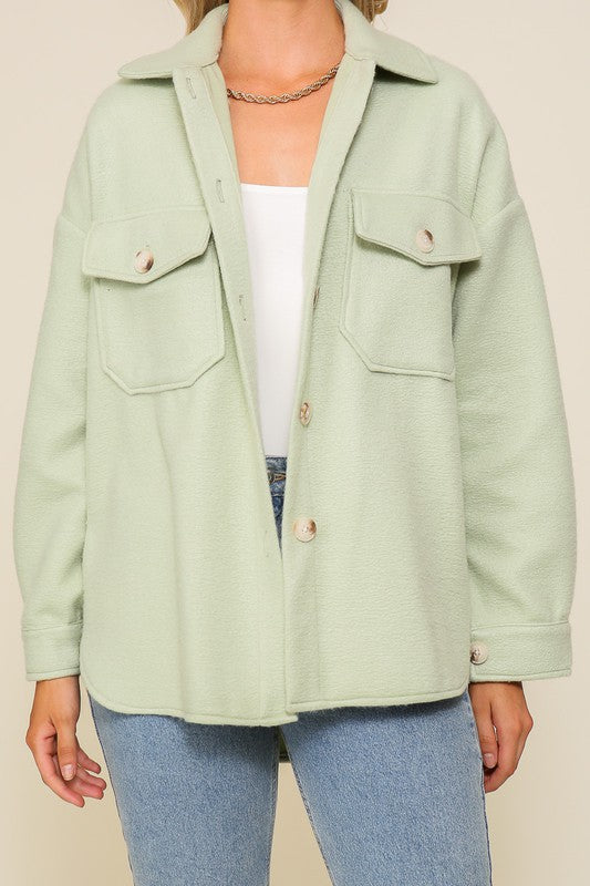 Lynn Cozy Shacket - Sage