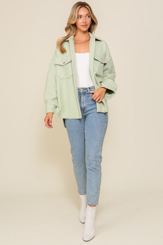 Lynn Cozy Shacket - Sage