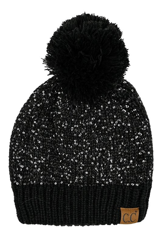 CC Sequin Pom Beanie