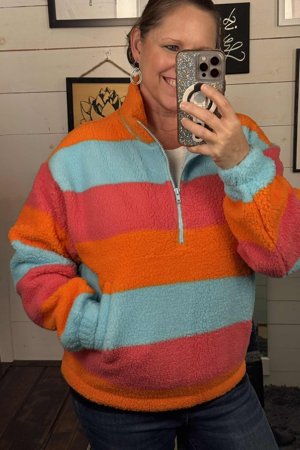 Trixie Bold Striped Half Zip Sweatshirt