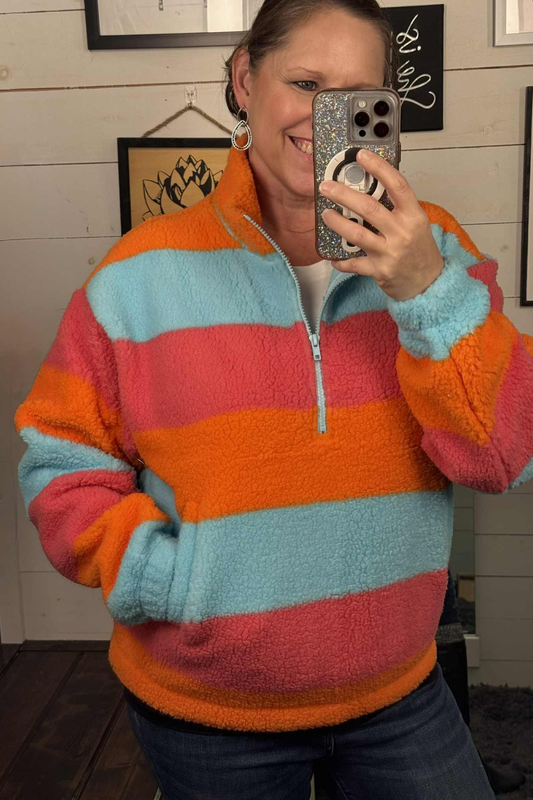 Trixie Bold Striped Half Zip Sweatshirt