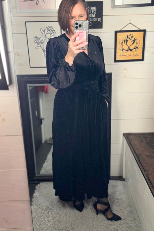 Velvet Tiered Maxi Dress