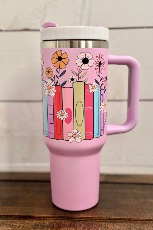 Spring 40oz Tumbler with Straw - Books & Blooms