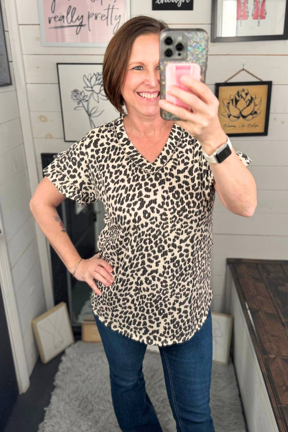 Mae Leopard Print Urban Ribbed Top