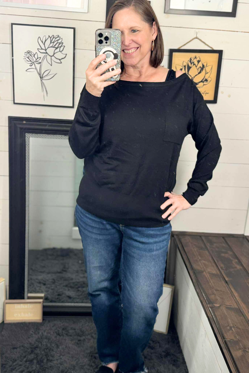 Lucille Boat Neck Sweater - Black