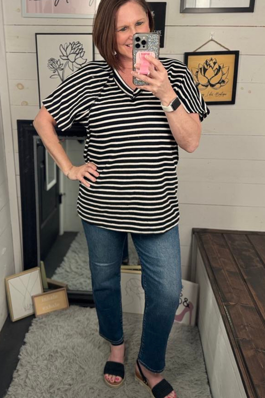 Hattie Striped Raglan Sleeve Top