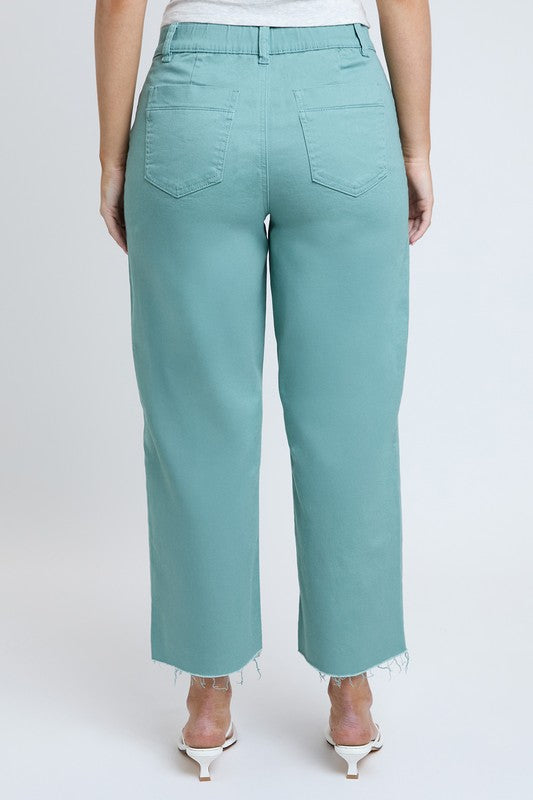 Lesli Cropped Wide Leg Jeans - Evergreen