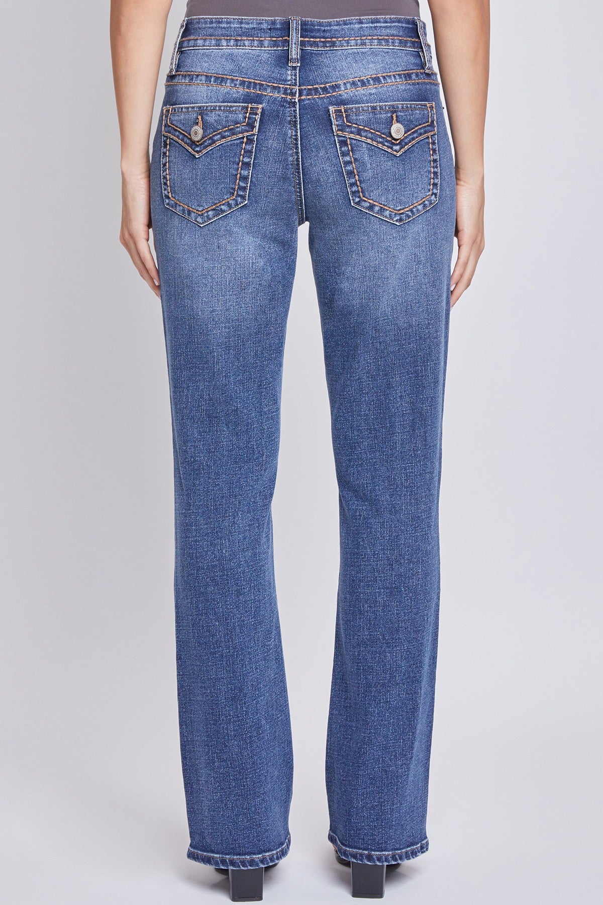Mid-Rise Flax Flap Pocket Bootcut Jeans