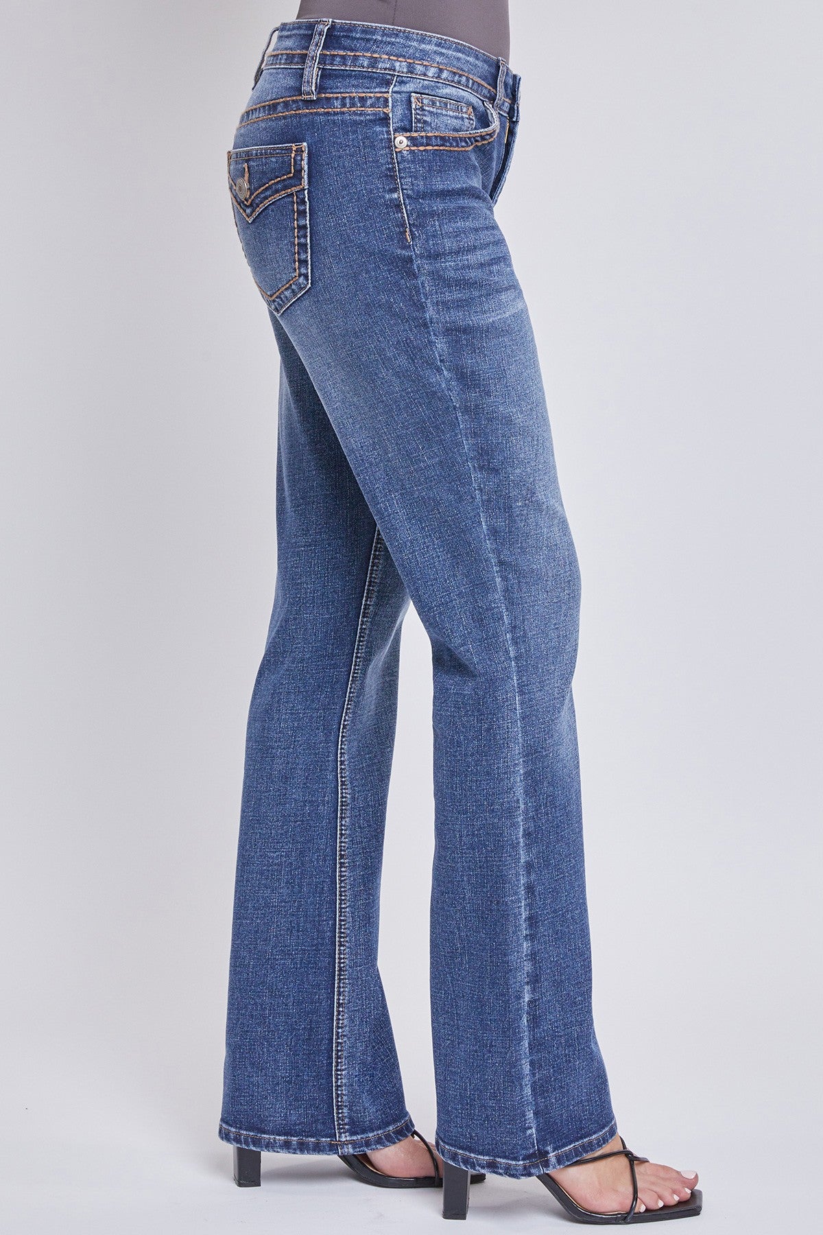 Mid-Rise Flax Flap Pocket Bootcut Jeans