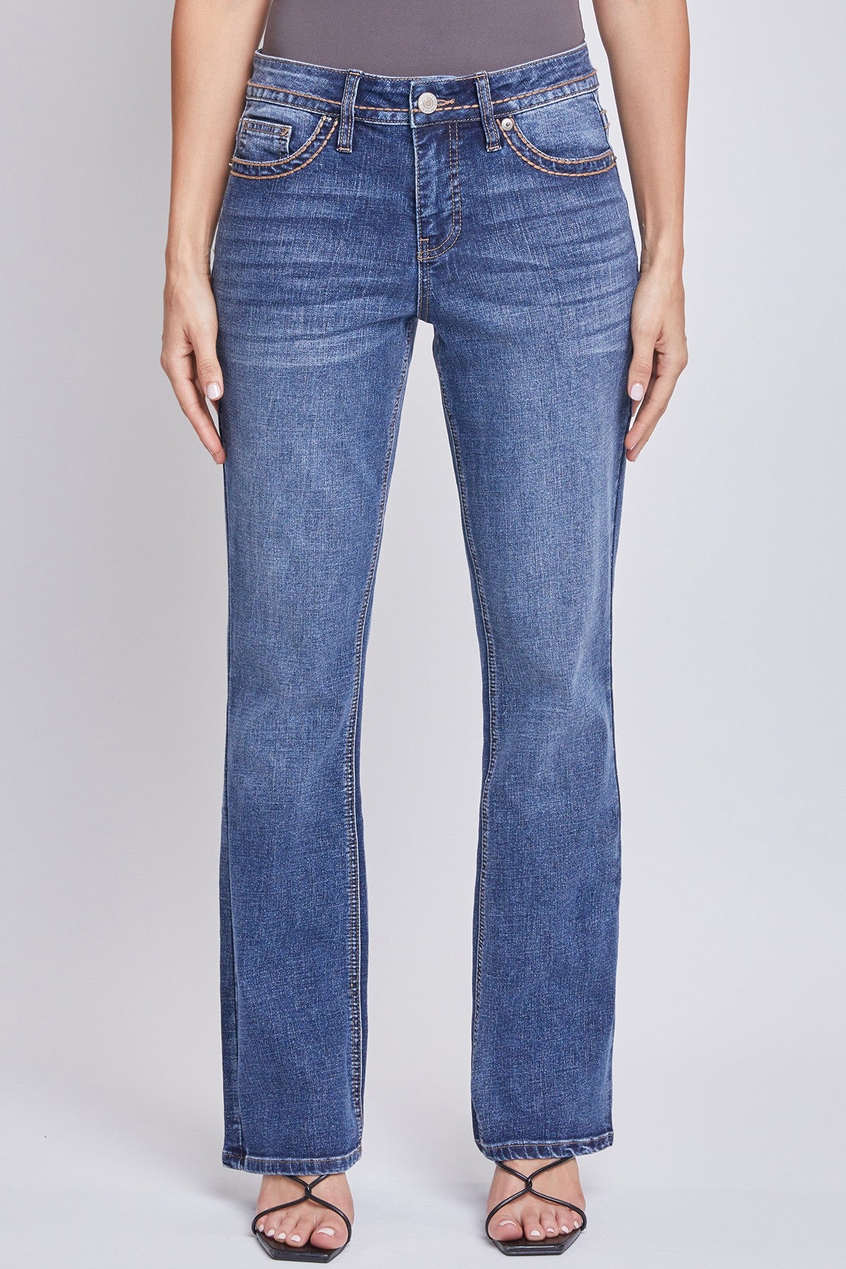 Mid-Rise Flax Flap Pocket Bootcut Jeans