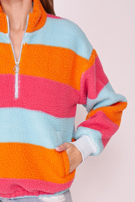 Trixie Bold Striped Half Zip Sweatshirt