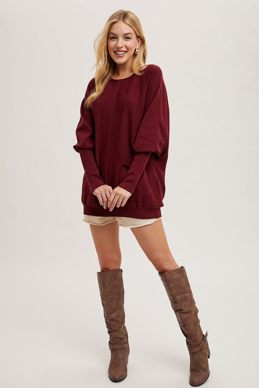 Dolman Tunic Sweater with Pockets