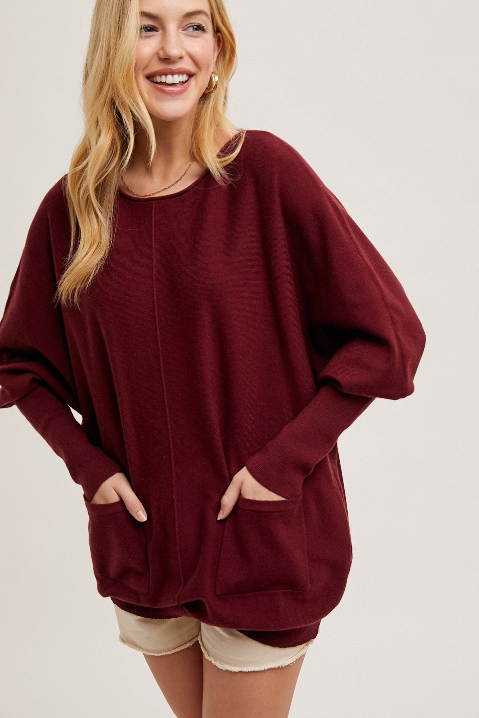 Dolman Tunic Sweater with Pockets