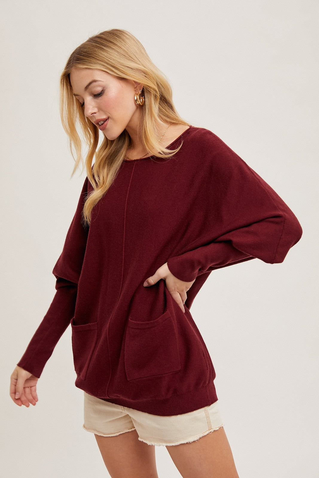 Dolman Tunic Sweater with Pockets