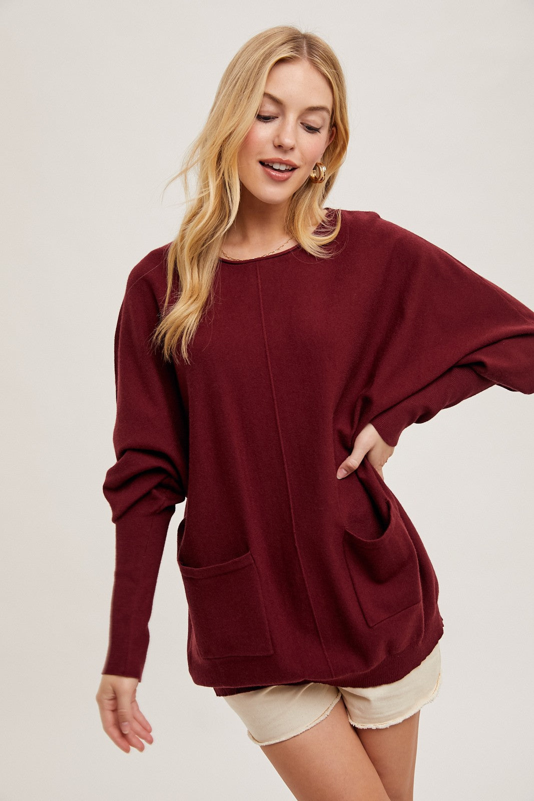 Dolman Tunic Sweater with Pockets