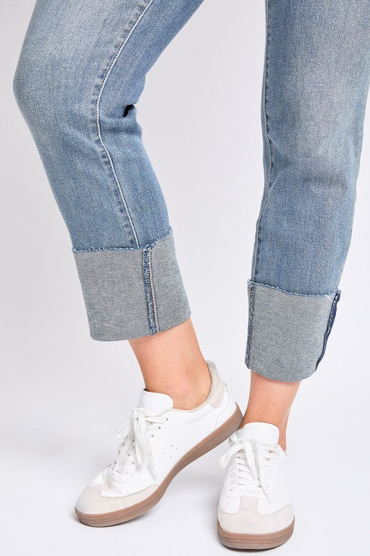 Dixie High Rise Mega Cuff Straight Jeans