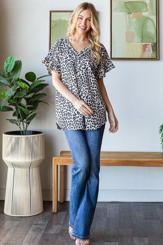 Mae Leopard Print Urban Ribbed Top