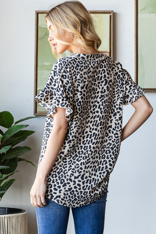Mae Leopard Print Urban Ribbed Top
