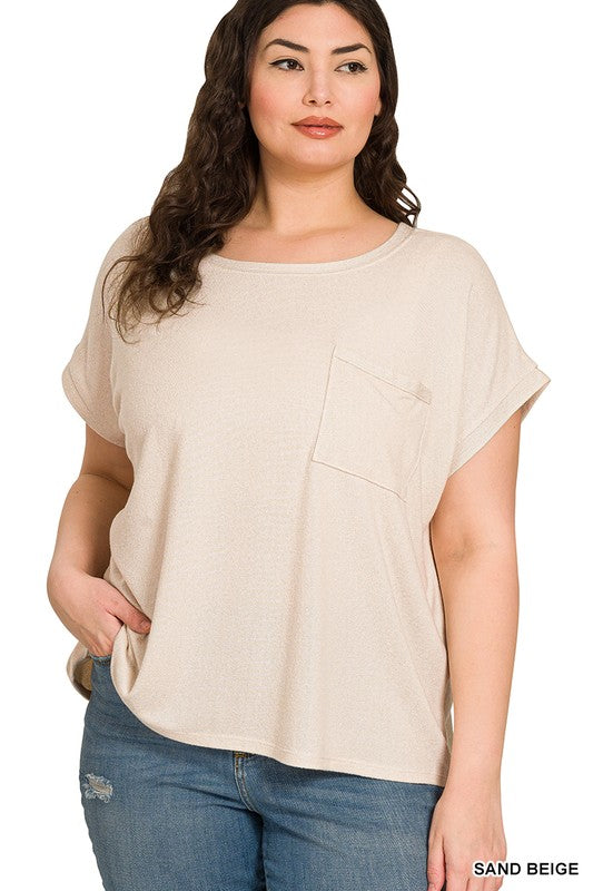 Eva Hacci Tee with Pocket - Sand Beige