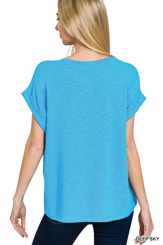 Alana Hacci Slub Tee - Deep Sky