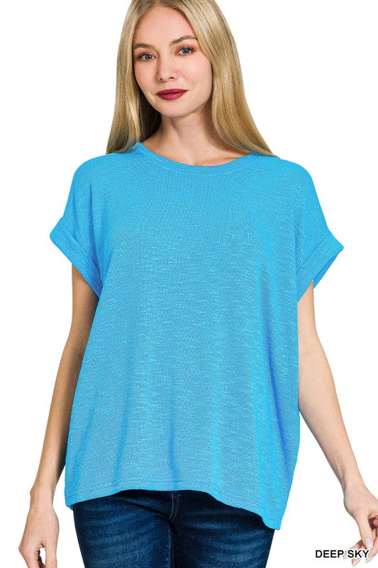 Alana Hacci Slub Tee - Deep Sky