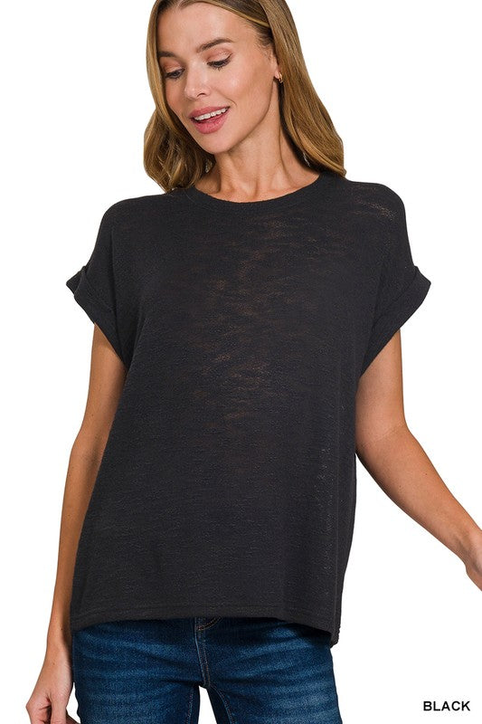 Alana Hacci Slub Tee - Black