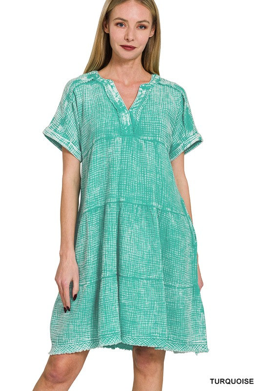 Libby Double Gauze Dress - Turquoise